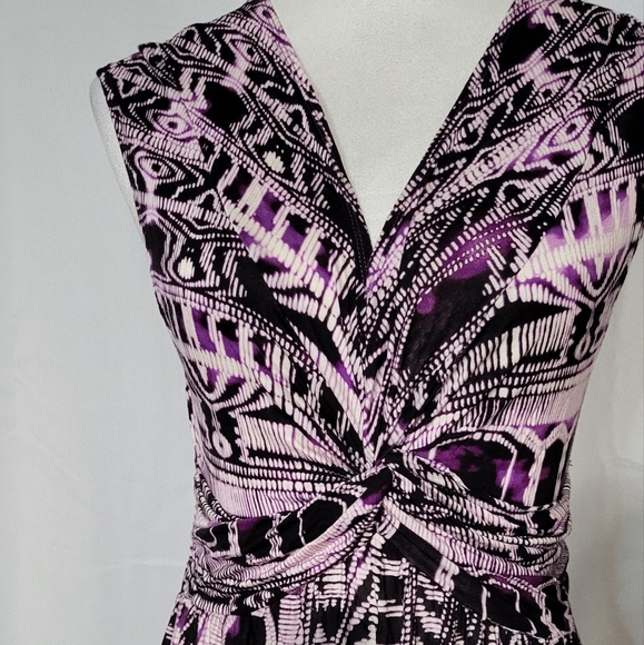 Ellen Tracy Women's Purple Cap Sleeve Sheath Maxi Dress Size Medium- EUC - Picture 3 of 10